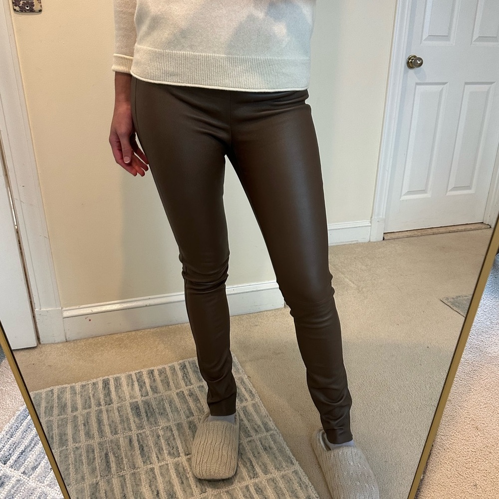 JOSEPH, Stretch-leather brown leggings